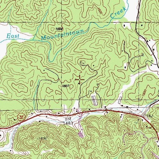 Topographic Map of Bee Knob, GA