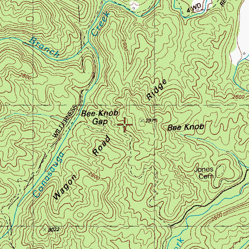 Topographic Map of Wagon Road Ridge, GA