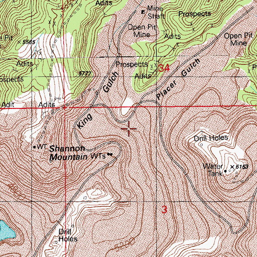 Topographic Map of Placer Gulch, AZ