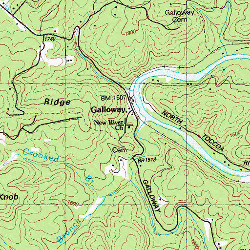 Topographic Map of New River Church, GA