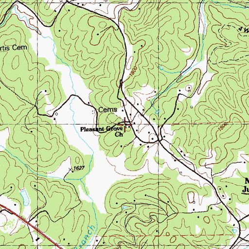 Topographic Map of Pleasant Grove Church, GA