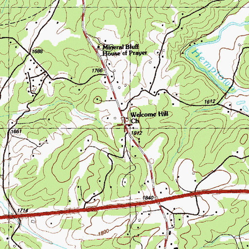 Topographic Map of Welcome Hill Church, GA