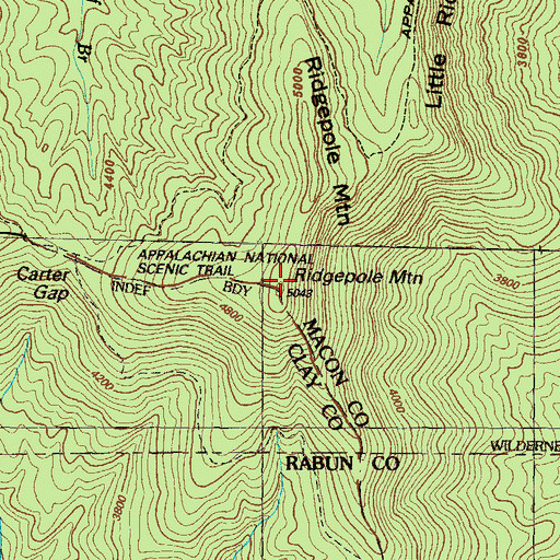 Topographic Map of Ridgepole Mountain, NC