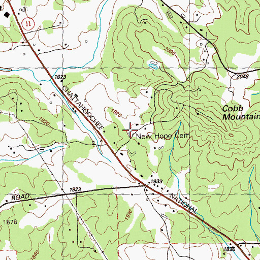 Topographic Map of New Hope Cemetery, GA