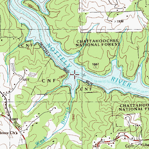Topographic Map of Wash Branch, GA