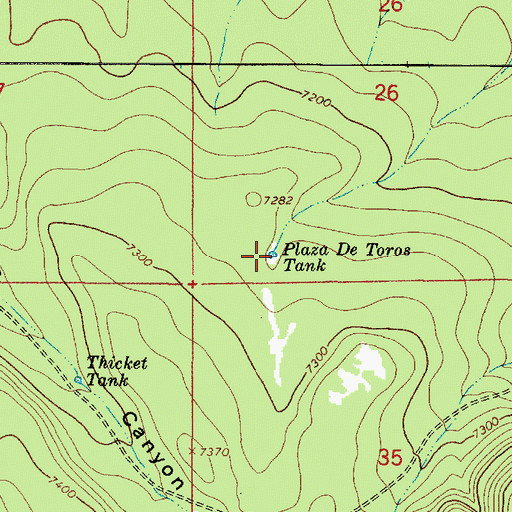 Topographic Map of Plaza de Toros Tank, AZ