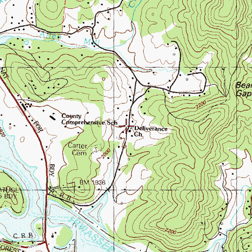 Topographic Map of Deliverance Church, GA