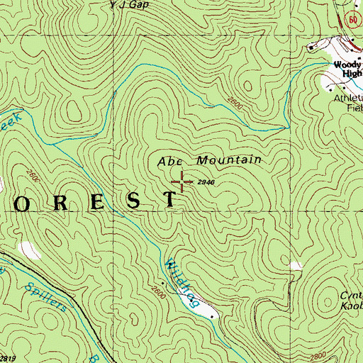 Topographic Map of Abe Mountain, GA