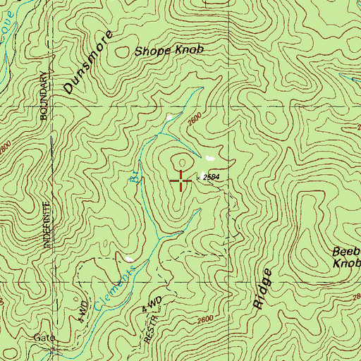 Topographic Map of Long Cove Creek, GA