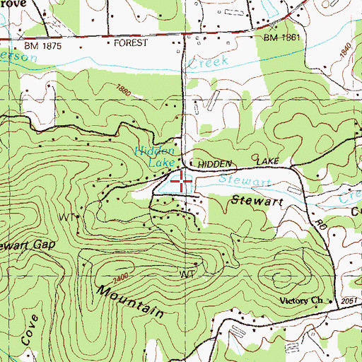 Topographic Map of Hidden Lake, GA