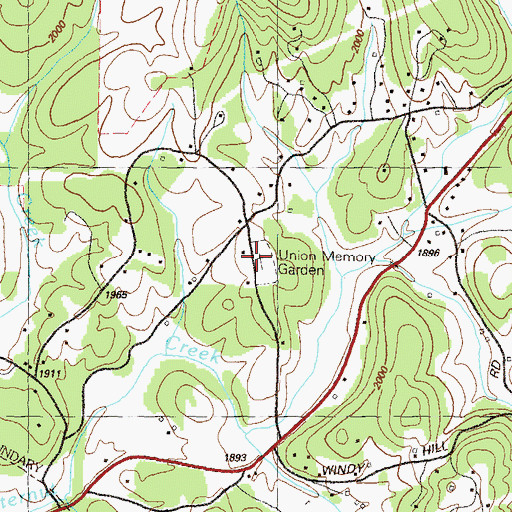Topographic Map of Union Memory Garden, GA