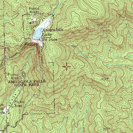 Topographic Map of Amicalola Falls, GA