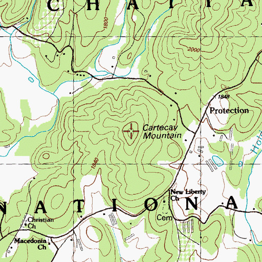 Topographic Map of Cartecay Mountain, GA