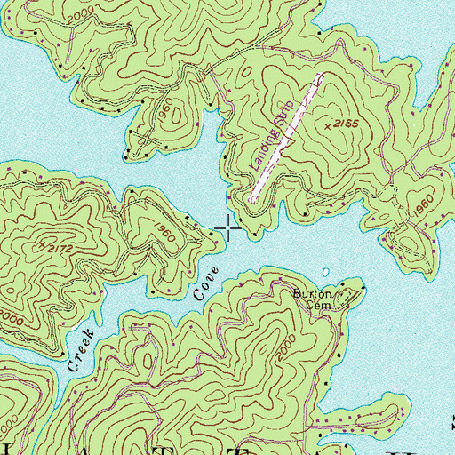 Topographic Map of Moccasin Creek Cove, GA