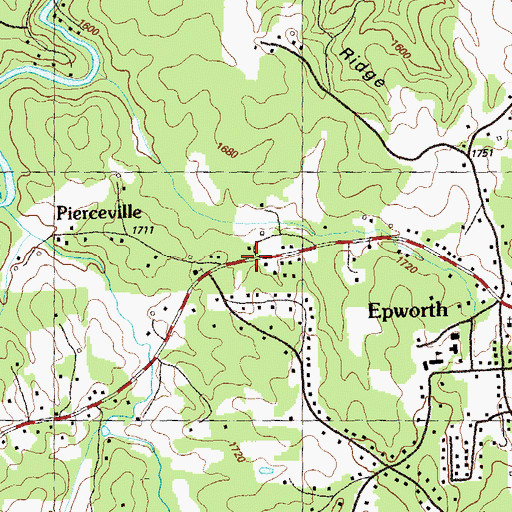 Topographic Map of Pierceville, GA