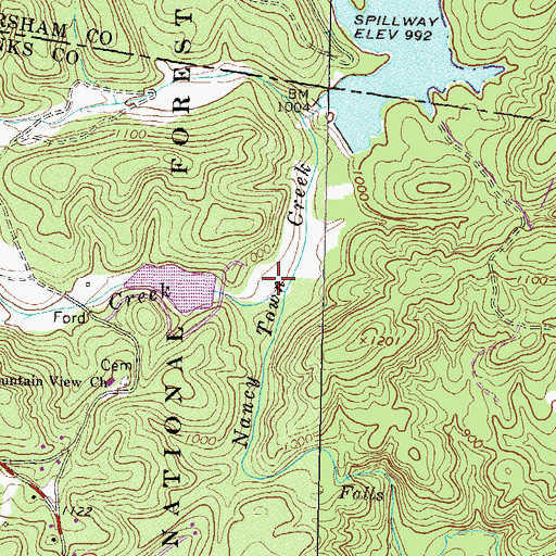 Topographic Map of Wofford Creek, GA