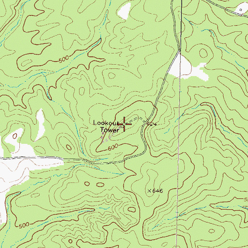 Topographic Map of Oakland Lookout Tower, GA