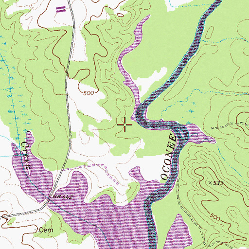Topographic Map of Dyar Pasture Hunt Camp, GA