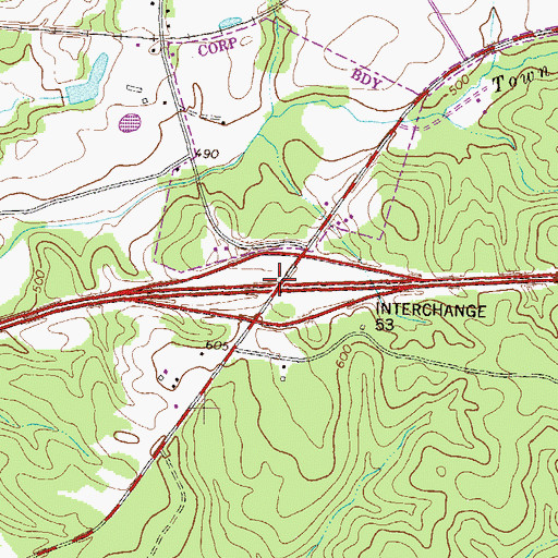 Topographic Map of Interchange Fifty-three, GA