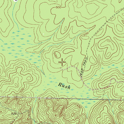 Topographic Map of Rush Creek Hunt Camp, GA