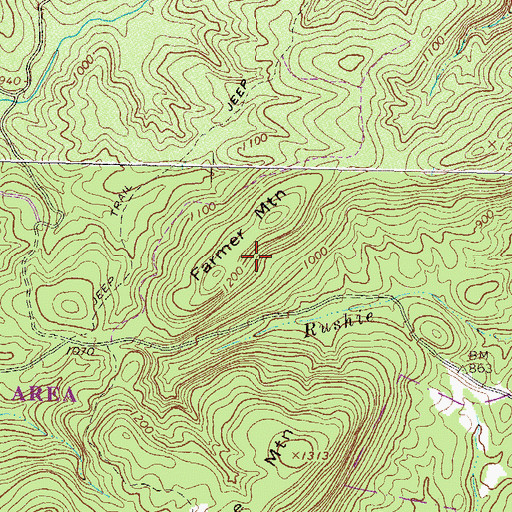 Topographic Map of Farmer Cemetery, GA