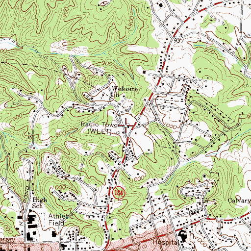 Topographic Map of WLET Radio Tower, GA
