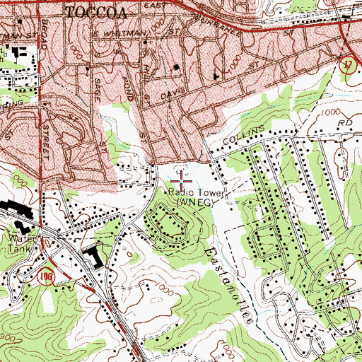Topographic Map of WNEG Radio Tower, GA