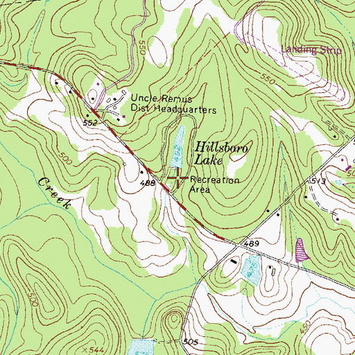 Topographic Map of Hillsboro Lake Picnic Area, GA