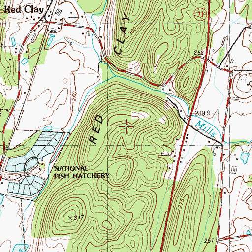 Topographic Map of Red Clay Ridge, GA