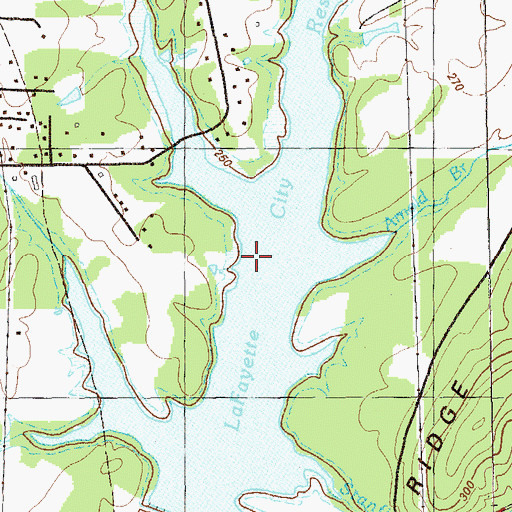 Topographic Map of LaFayette City Reservoir, GA