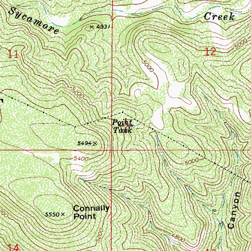 Topographic Map of Point Tank, AZ
