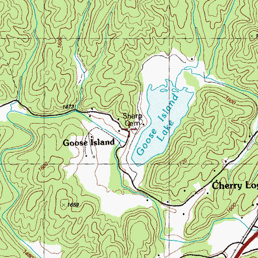 Topographic Map of Sharp Cemetery, GA