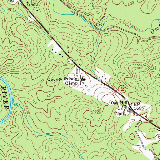 Topographic Map of Gilmer County Prison Camp, GA