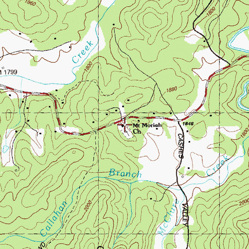 Topographic Map of Mount Moriah Church, GA