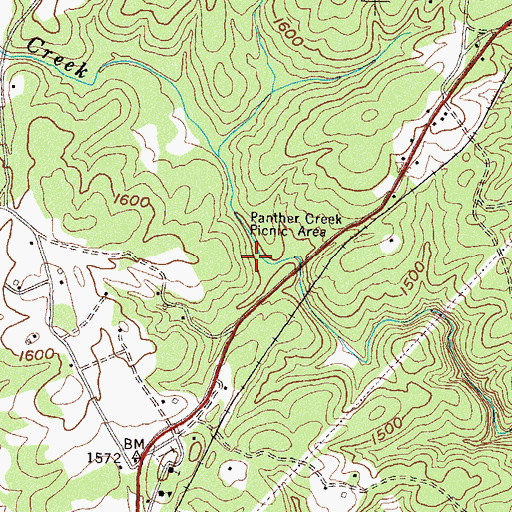 Topographic Map of Panther Creek Campground, GA
