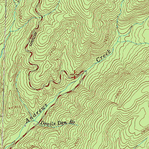 Topographic Map of Andrews Cove Campground, GA