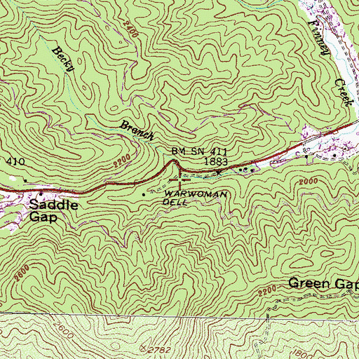 Topographic Map of Warwoman Dell, GA