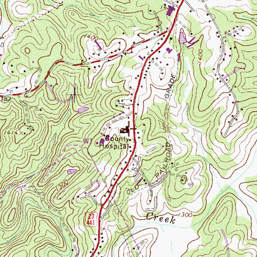 Topographic Map of Gabersham County Hospital, GA
