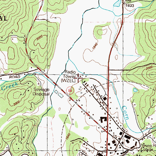 Topographic Map of WZEL Radio Tower, GA