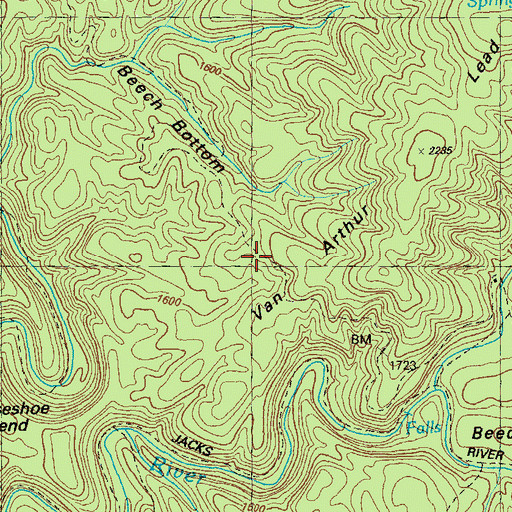 Topographic Map of Beech Bottom Trail, GA