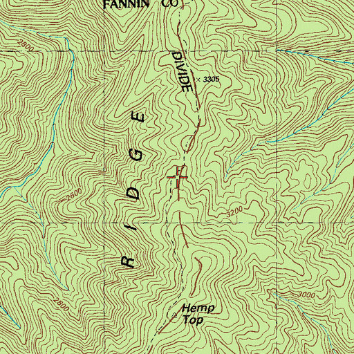 Topographic Map of Hemp Top Trail, GA