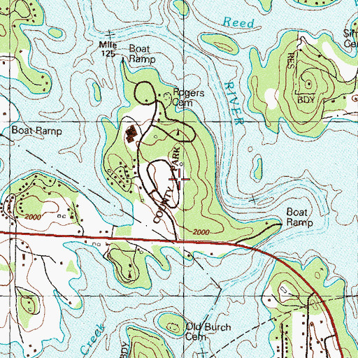 Topographic Map of Towns County Park, GA