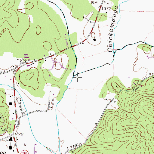 Topographic Map of Bean Creek, GA