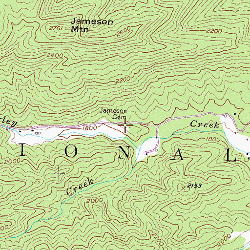 Topographic Map of Jameson Cemetery, GA