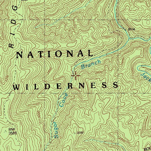 Topographic Map of Sugar Cove Trail, GA
