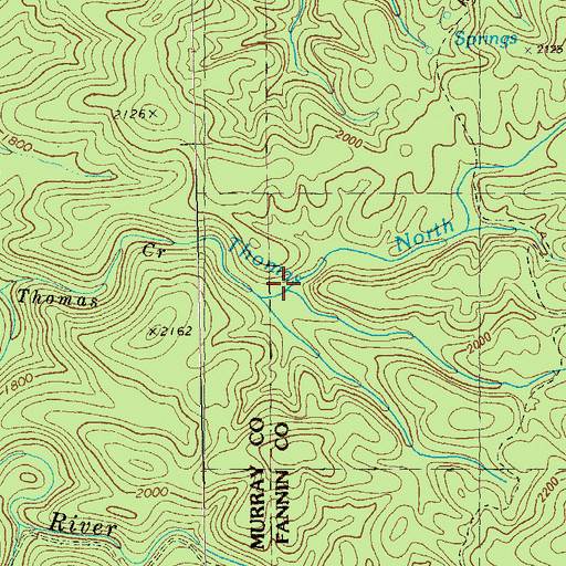Topographic Map of North Fork Thomas Creek, GA