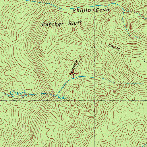 Topographic Map of Panther Creek Trail, GA