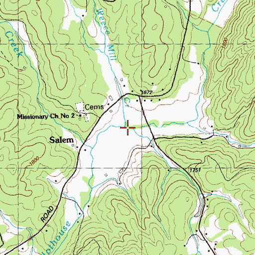 Topographic Map of Weece Mill Creek, GA