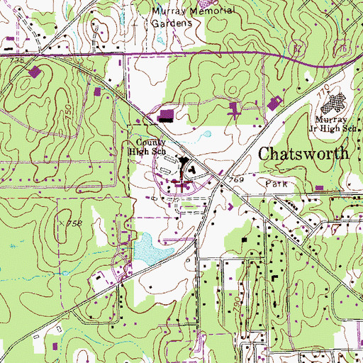 Topographic Map of Murray County High School, GA