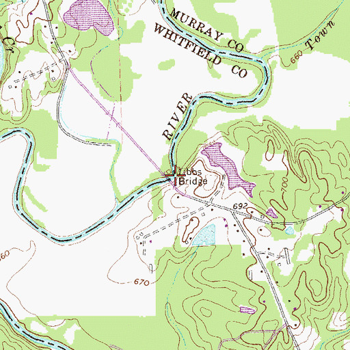 Topographic Map of Tibbs Bridge, GA